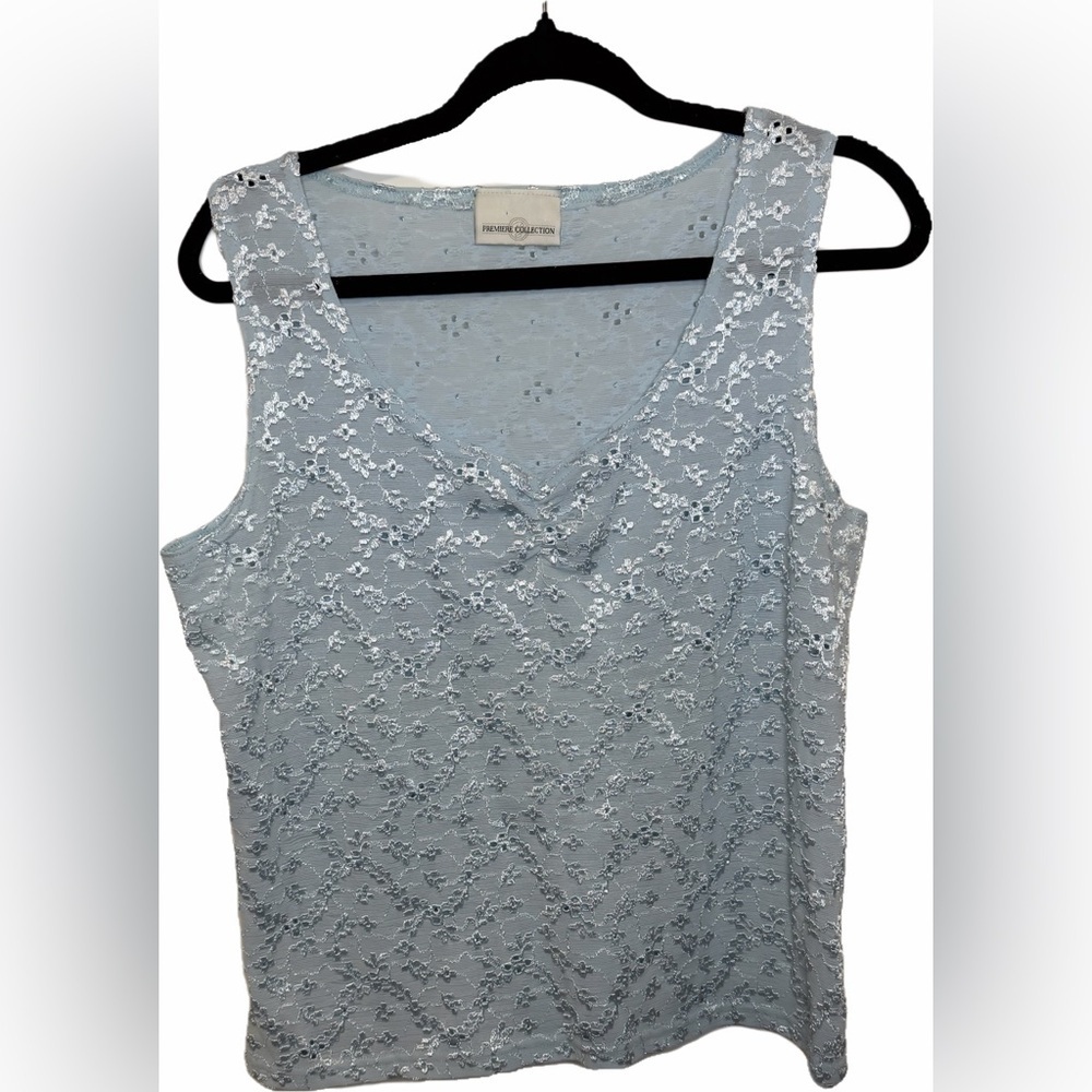 ✨ Vintage Lace Baby Blue Tank – Y2K Romantic Vibes ✨